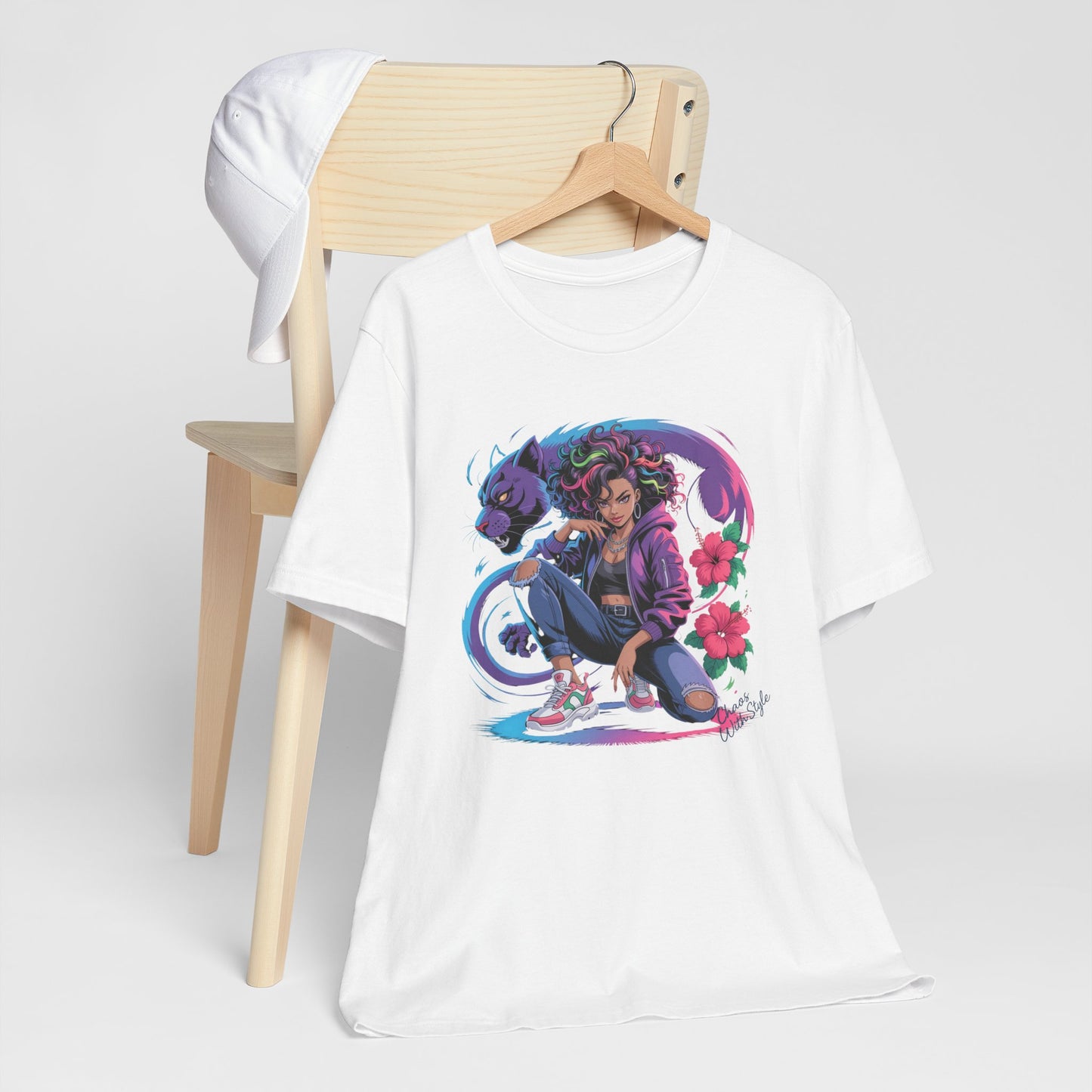 Anime Streetwear Shirt | Chaos With Style Kaida Graphic Tee | Hibiscus Panther Anime Top