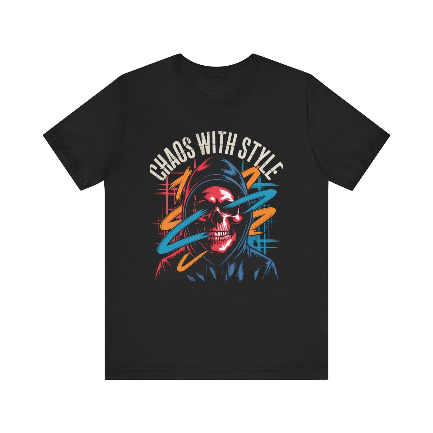 Chaos With Style Phantom Swipe Tee – Streetwear Skull Hoodie Shirt with Urban Electric Vibes