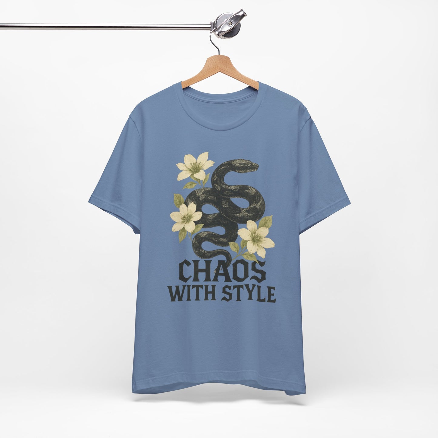 Snake Shirt Gothic Floral Tee | Chaos With Style Snake Graphic | Serpent & Flower Streetwear Top
