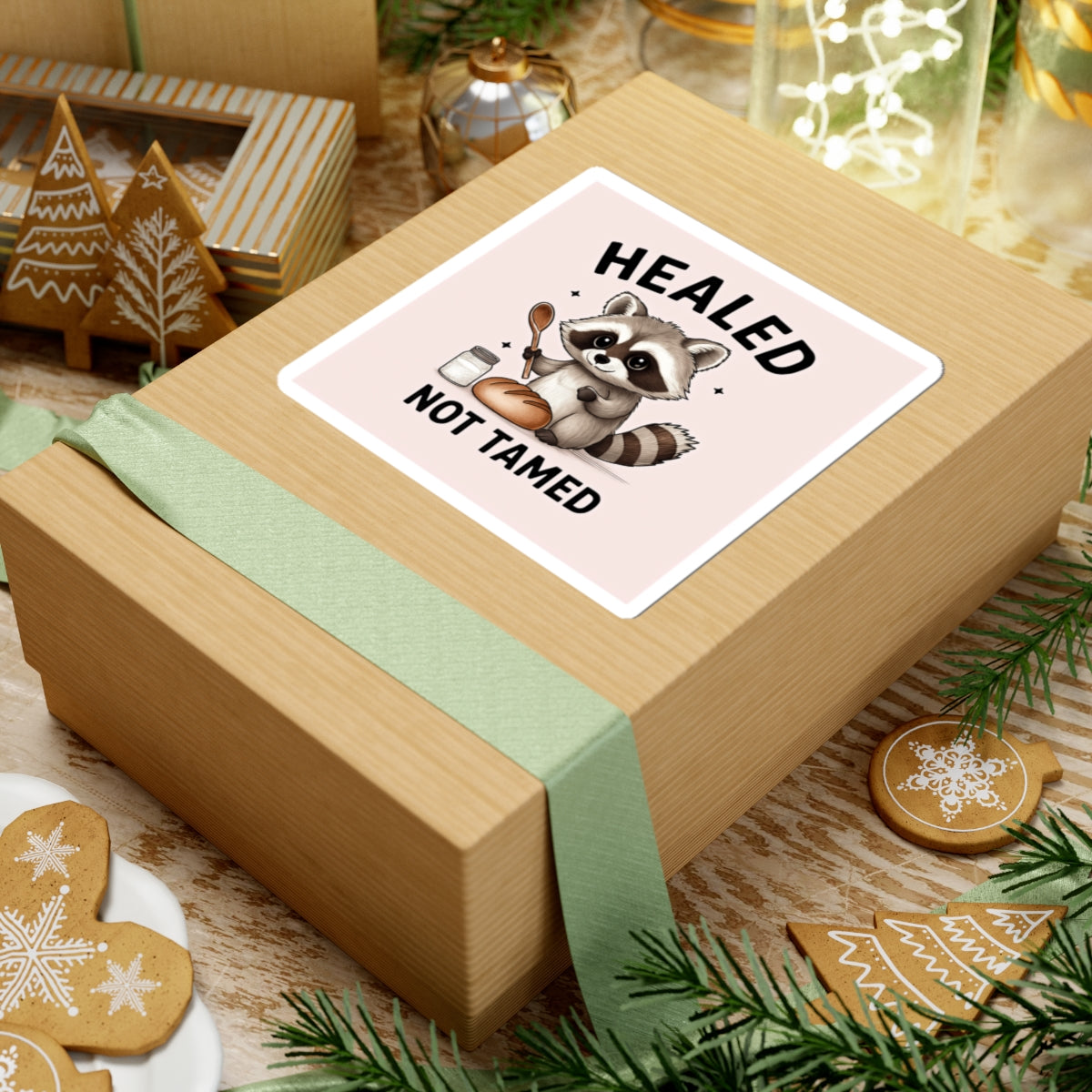 Healed Not Tamed Raccoon Stickers, Cute Animal Stickers, Laptop Decals, Planner Stickers, Gift for Animal Lovers