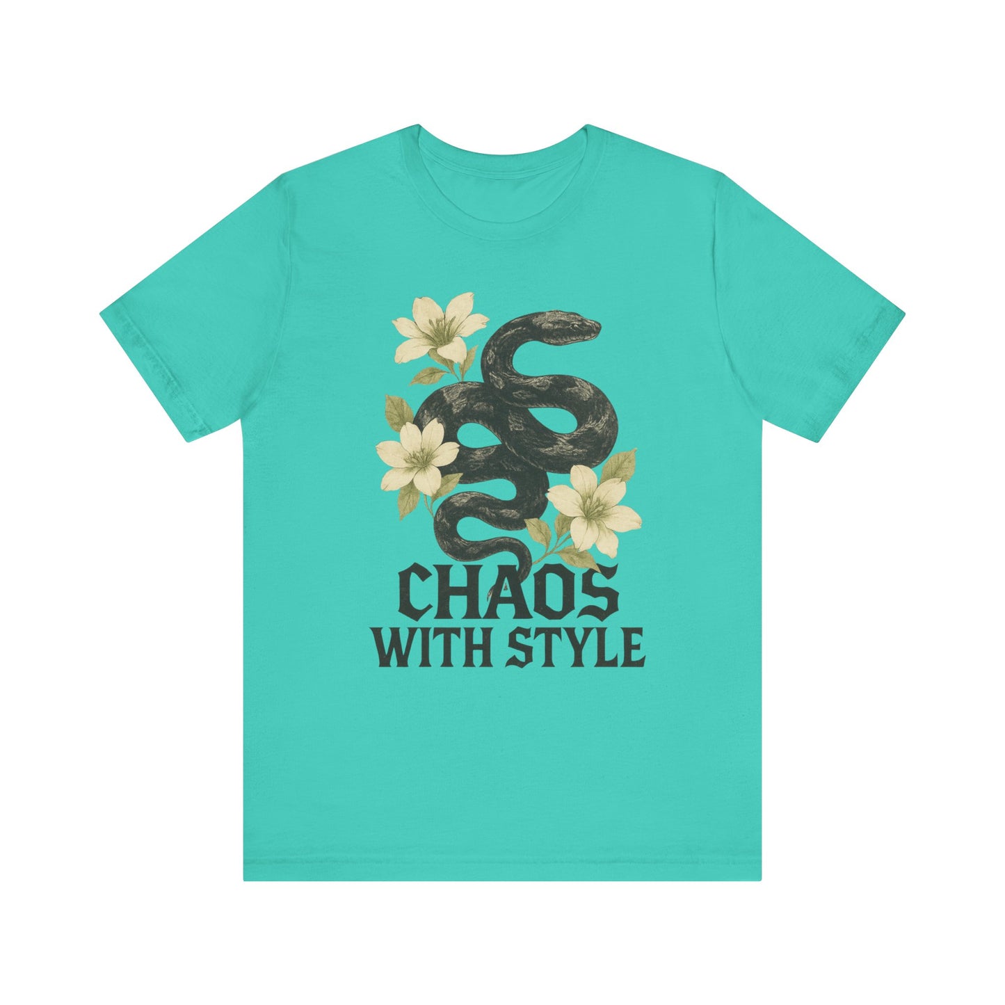 Snake Shirt Gothic Floral Tee | Chaos With Style Snake Graphic | Serpent & Flower Streetwear Top