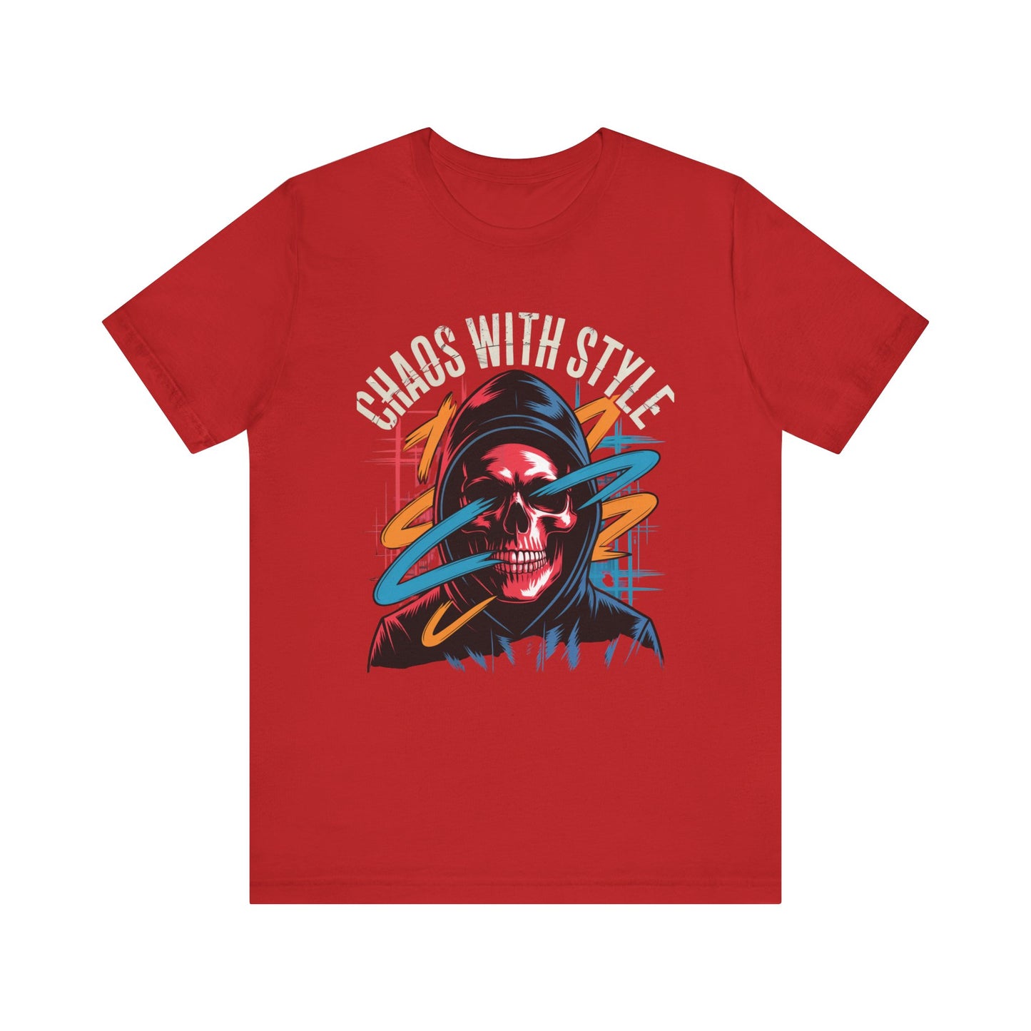 Chaos With Style Phantom Swipe Tee – Streetwear Skull Hoodie Shirt with Urban Electric Vibes