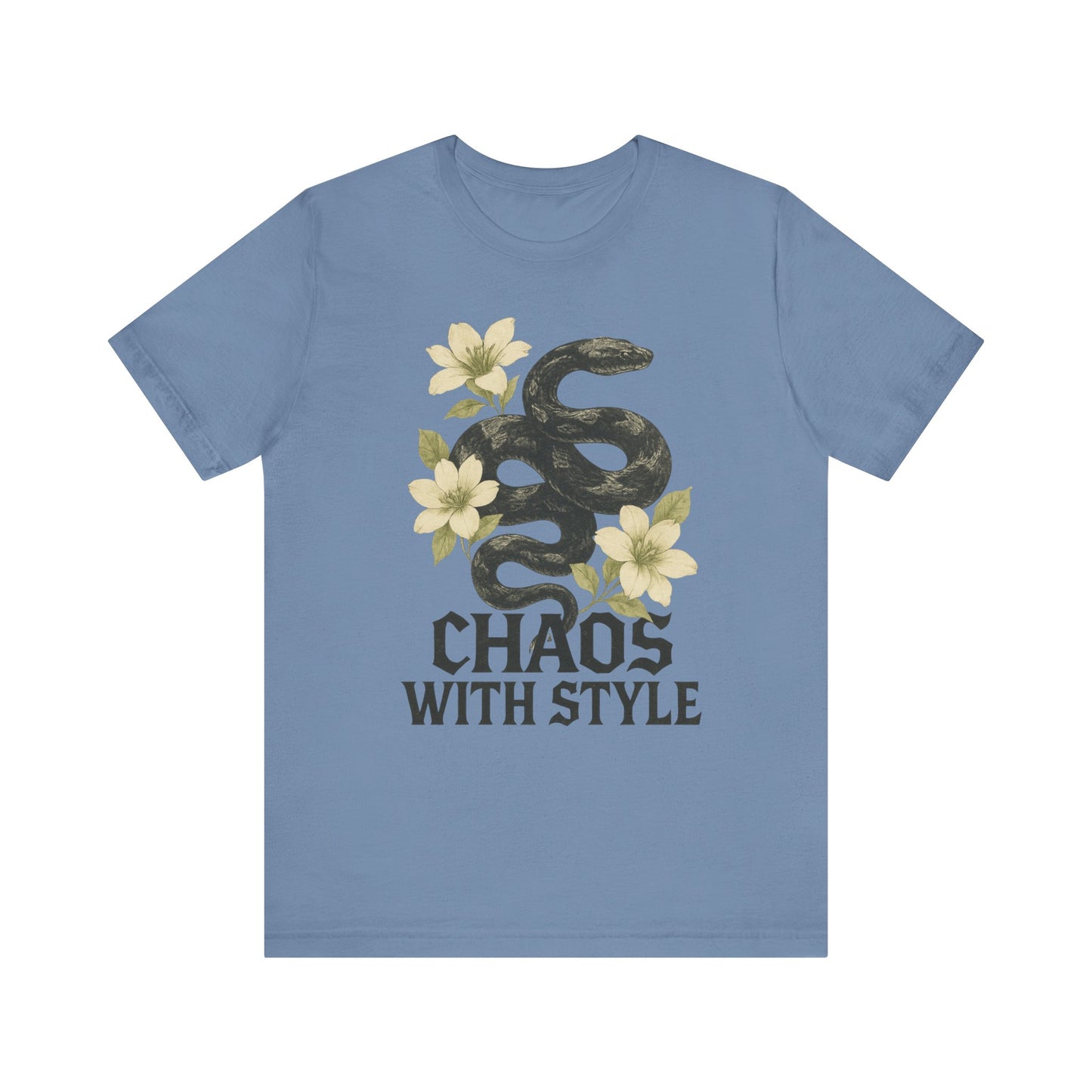 Snake Shirt Gothic Floral Tee | Chaos With Style Snake Graphic | Serpent & Flower Streetwear Top