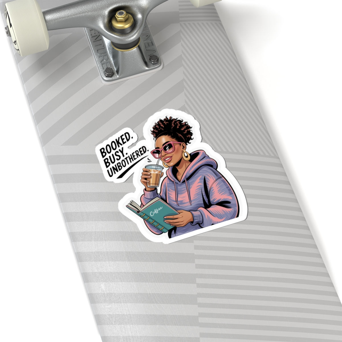 Busy Booked Unbothered Kiss-Cut Stickers, Planner Stickers, Scrapbooking Supplies, Laptop Decals, Coffee Lover Decor, Gift for Readers