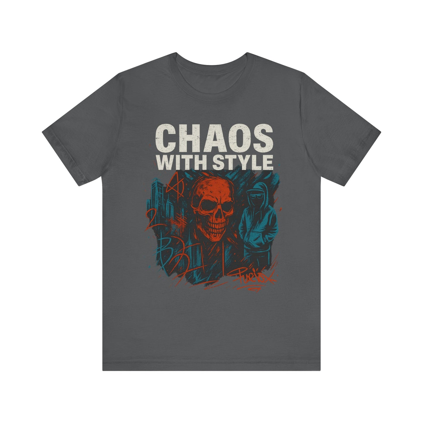Chaos With Style Streetwear Skull Hoodie Graphic Tee – Bold Urban Grunge T-Shirt for Men & Women