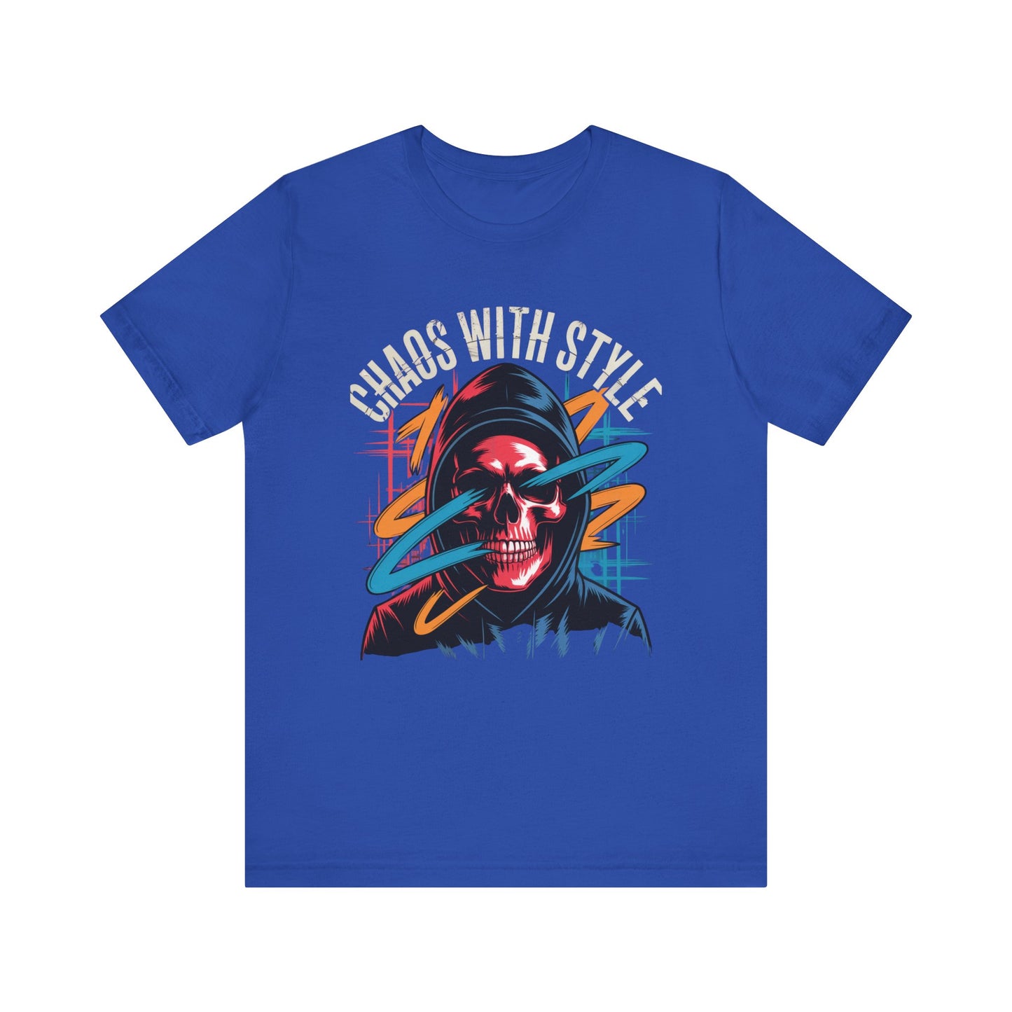 Chaos With Style Phantom Swipe Tee – Streetwear Skull Hoodie Shirt with Urban Electric Vibes