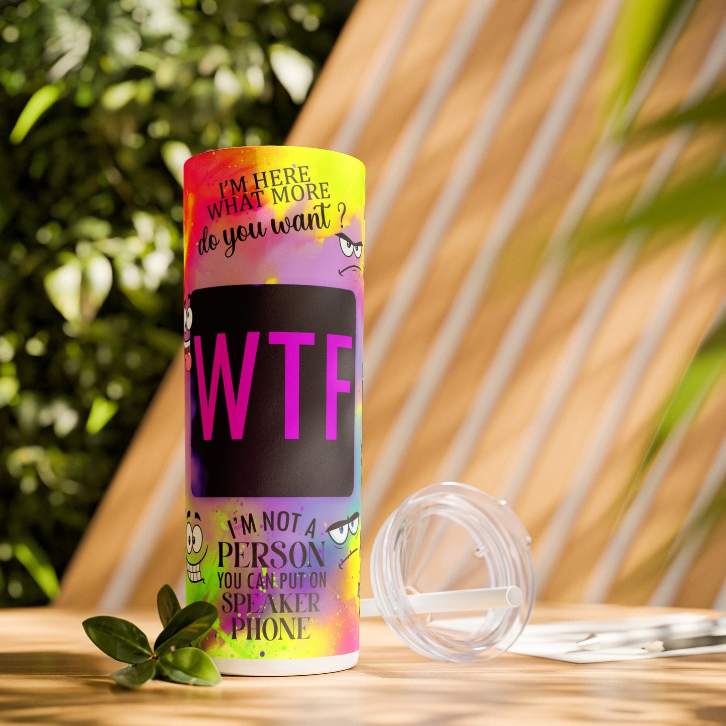 WTF Skinny Tumbler with Straw, 20oz