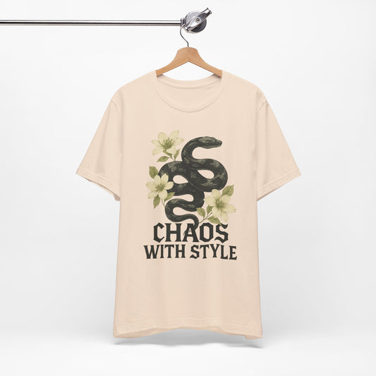 Snake Shirt Gothic Floral Tee | Chaos With Style Snake Graphic | Serpent & Flower Streetwear Top