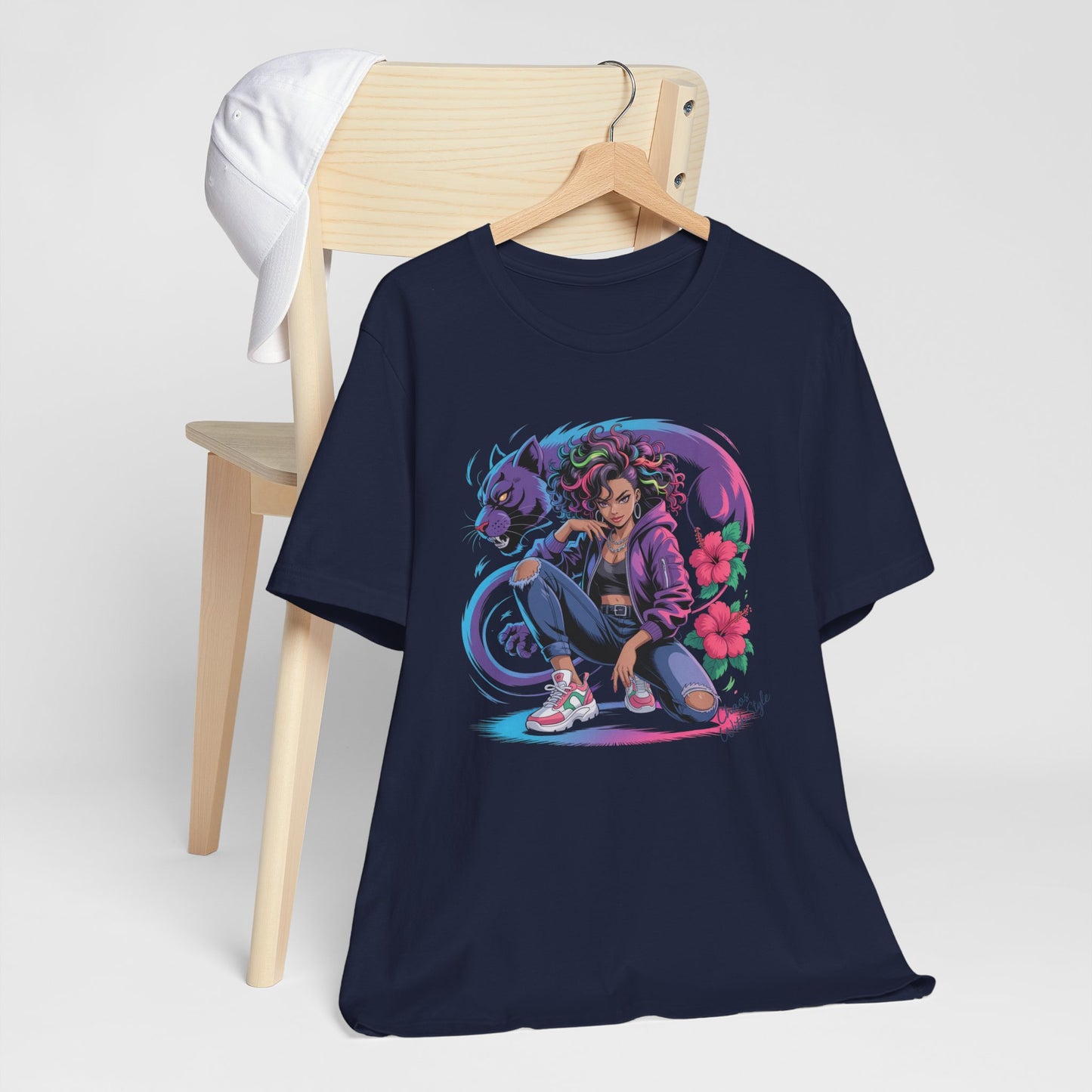 Anime Streetwear Shirt | Chaos With Style Kaida Graphic Tee | Hibiscus Panther Anime Top