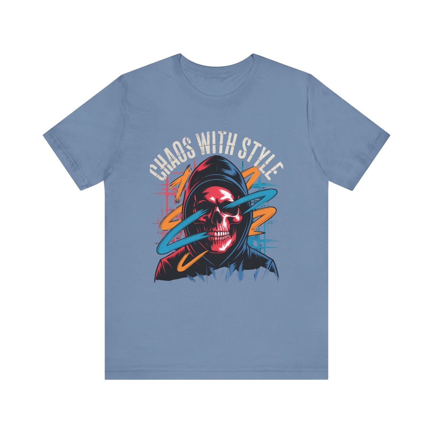 Chaos With Style Phantom Swipe Tee – Streetwear Skull Hoodie Shirt with Urban Electric Vibes