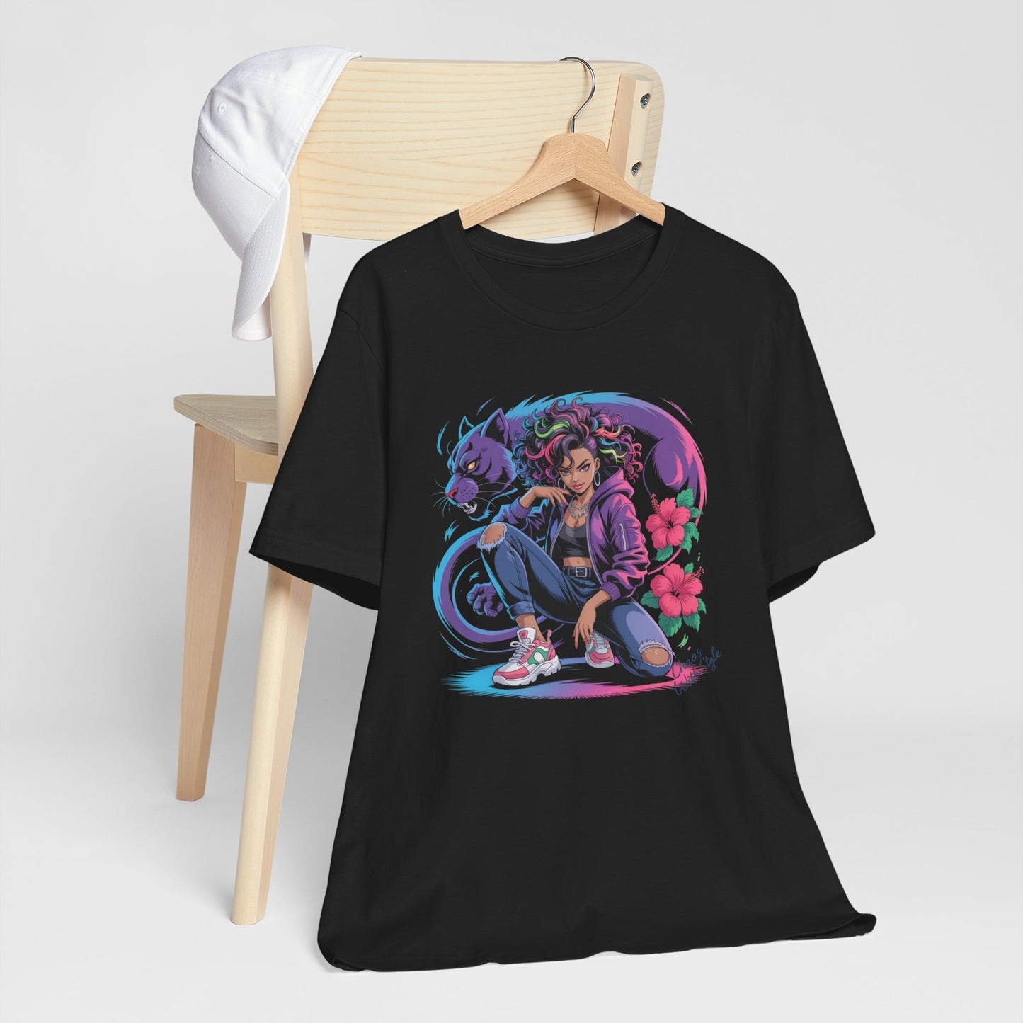 Anime Streetwear Shirt | Chaos With Style Kaida Graphic Tee | Hibiscus Panther Anime Top