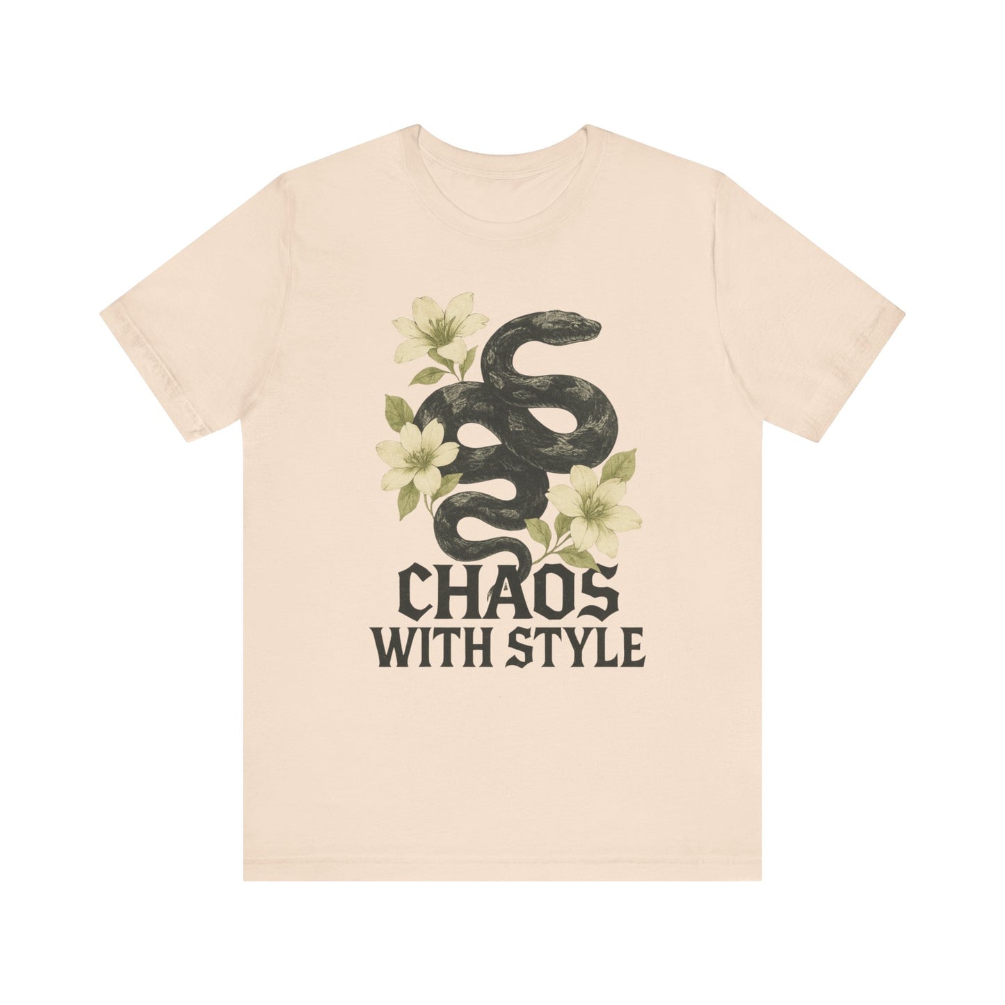 Snake Shirt Gothic Floral Tee | Chaos With Style Snake Graphic | Serpent & Flower Streetwear Top