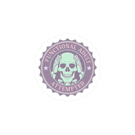 Functional Adult Attempted Skull Kiss-Cut Stickers, Laptop Decals, Planner Stickers, Funny Gifts, Self-care Decor