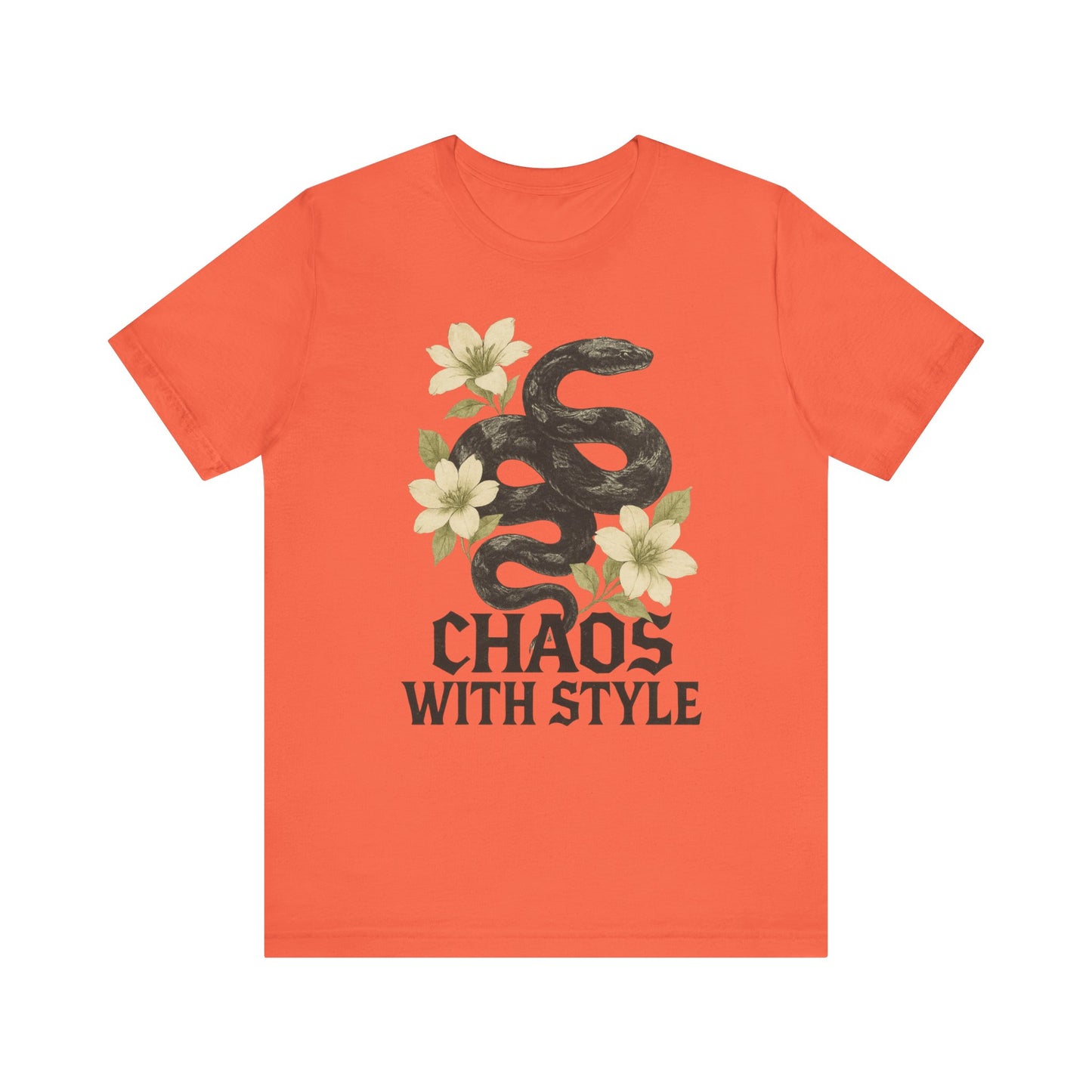 Snake Shirt Gothic Floral Tee | Chaos With Style Snake Graphic | Serpent & Flower Streetwear Top