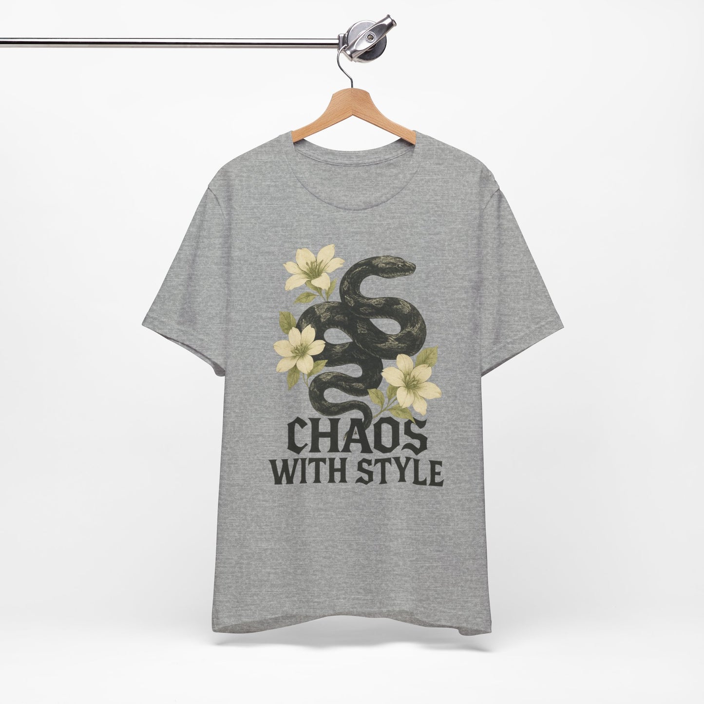 Snake Shirt Gothic Floral Tee | Chaos With Style Snake Graphic | Serpent & Flower Streetwear Top