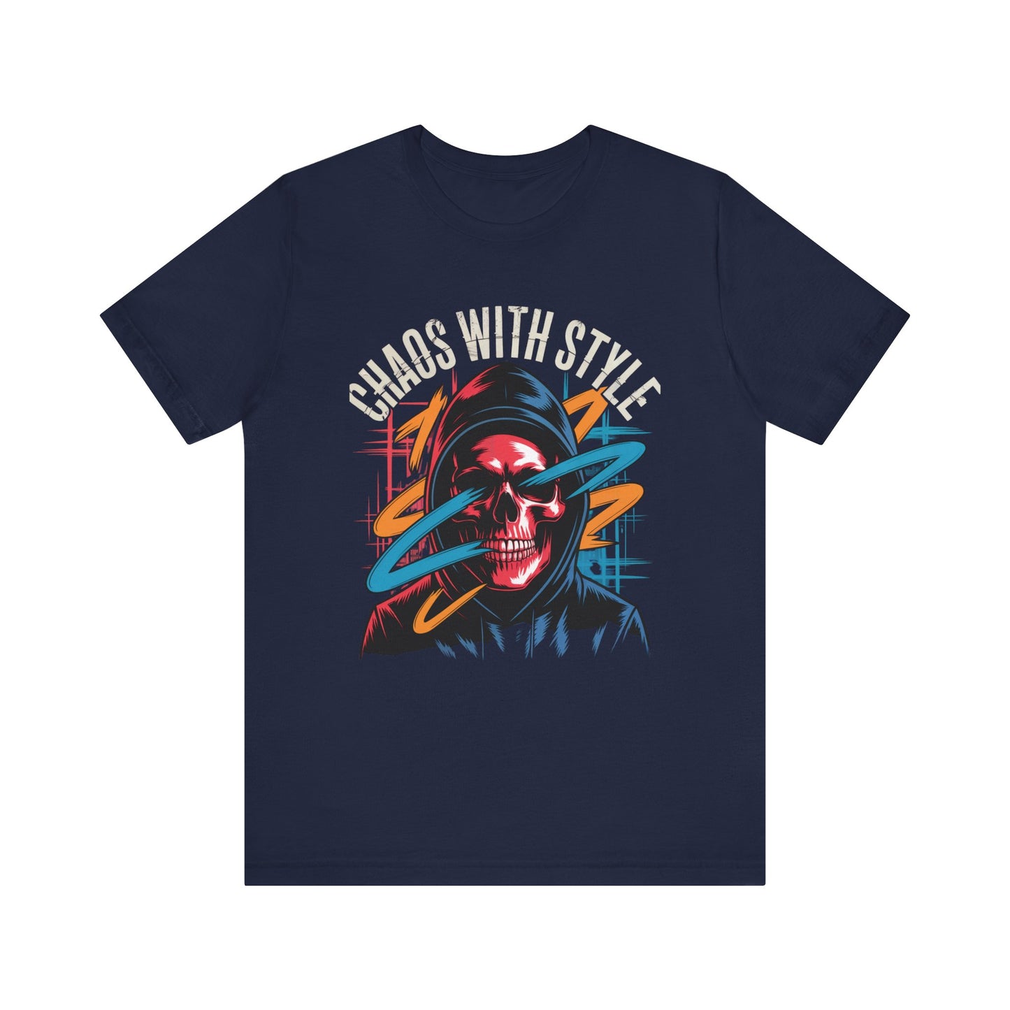 Chaos With Style Phantom Swipe Tee – Streetwear Skull Hoodie Shirt with Urban Electric Vibes