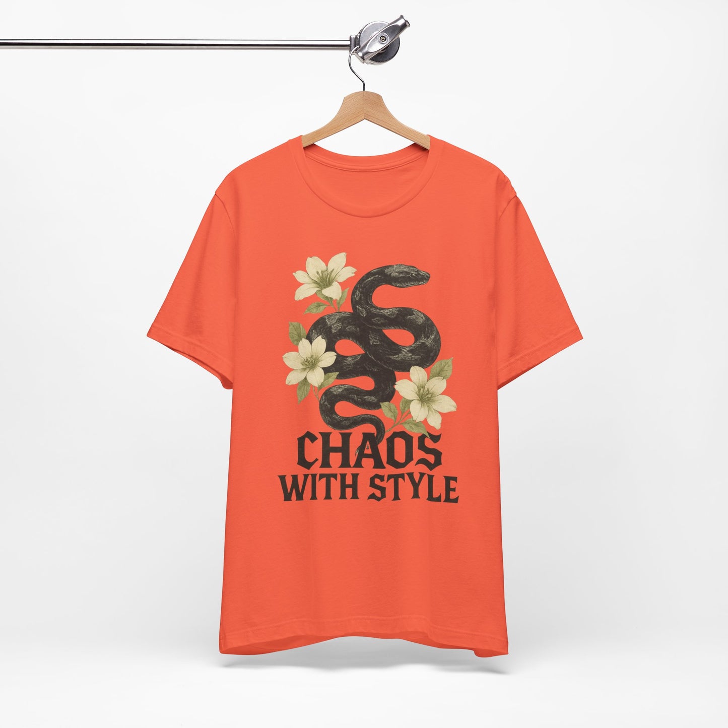 Snake Shirt Gothic Floral Tee | Chaos With Style Snake Graphic | Serpent & Flower Streetwear Top