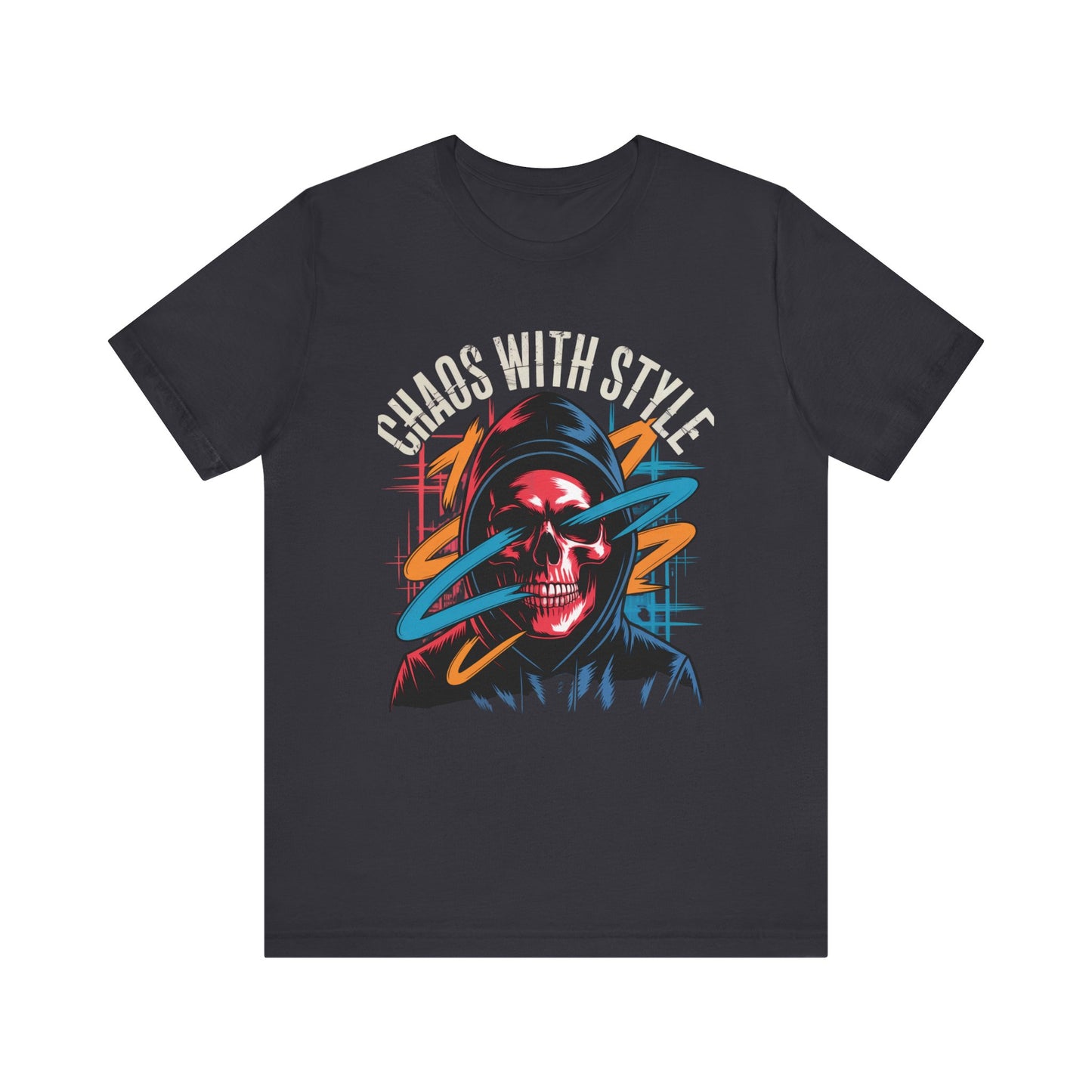Chaos With Style Phantom Swipe Tee – Streetwear Skull Hoodie Shirt with Urban Electric Vibes