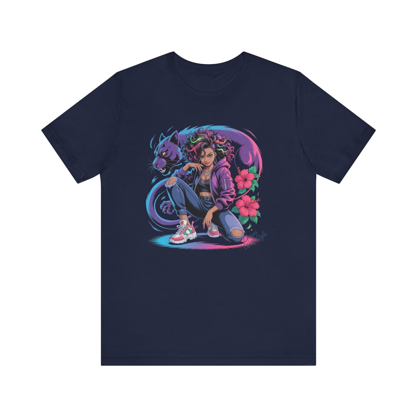 Anime Streetwear Shirt | Chaos With Style Kaida Graphic Tee | Hibiscus Panther Anime Top