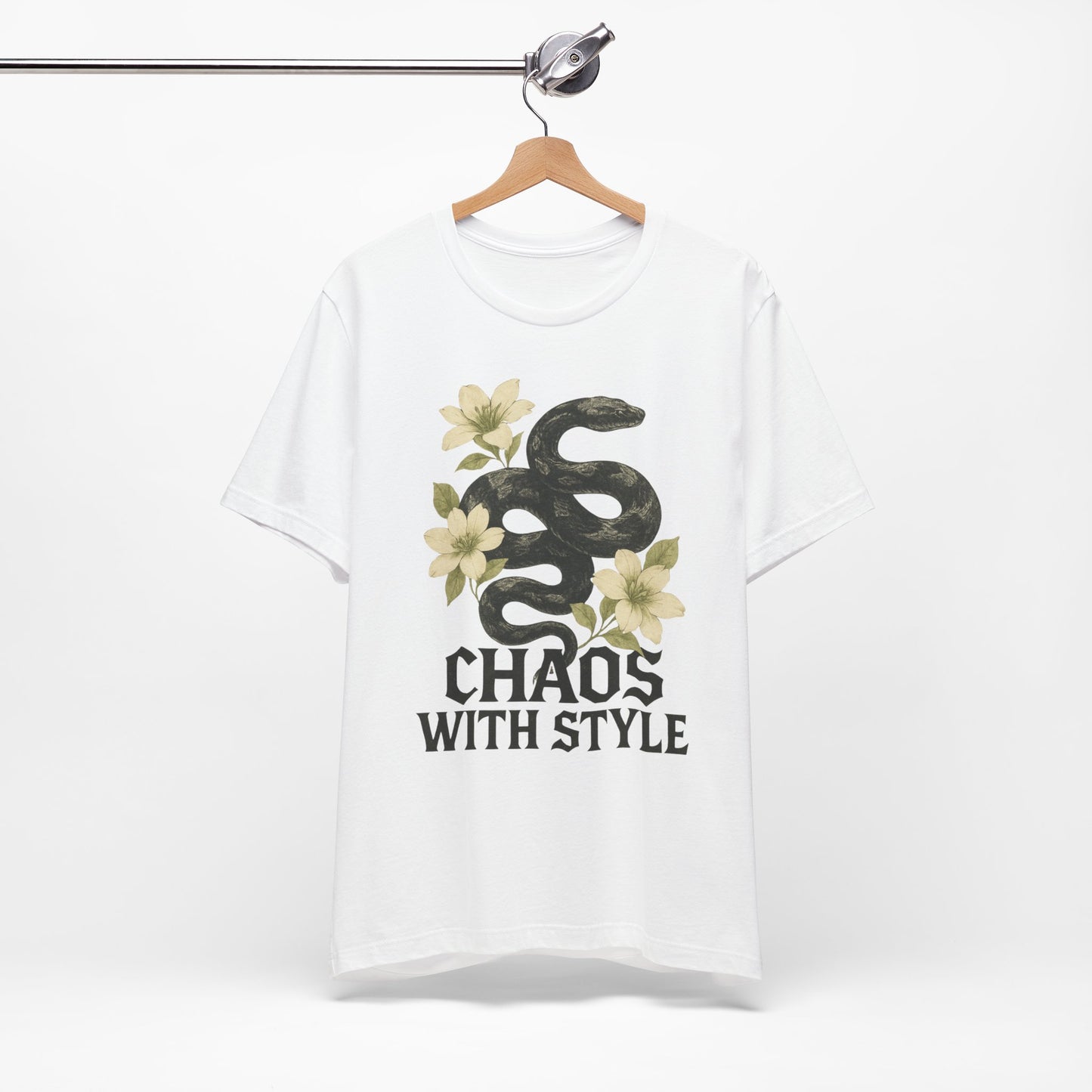 Snake Shirt Gothic Floral Tee | Chaos With Style Snake Graphic | Serpent & Flower Streetwear Top