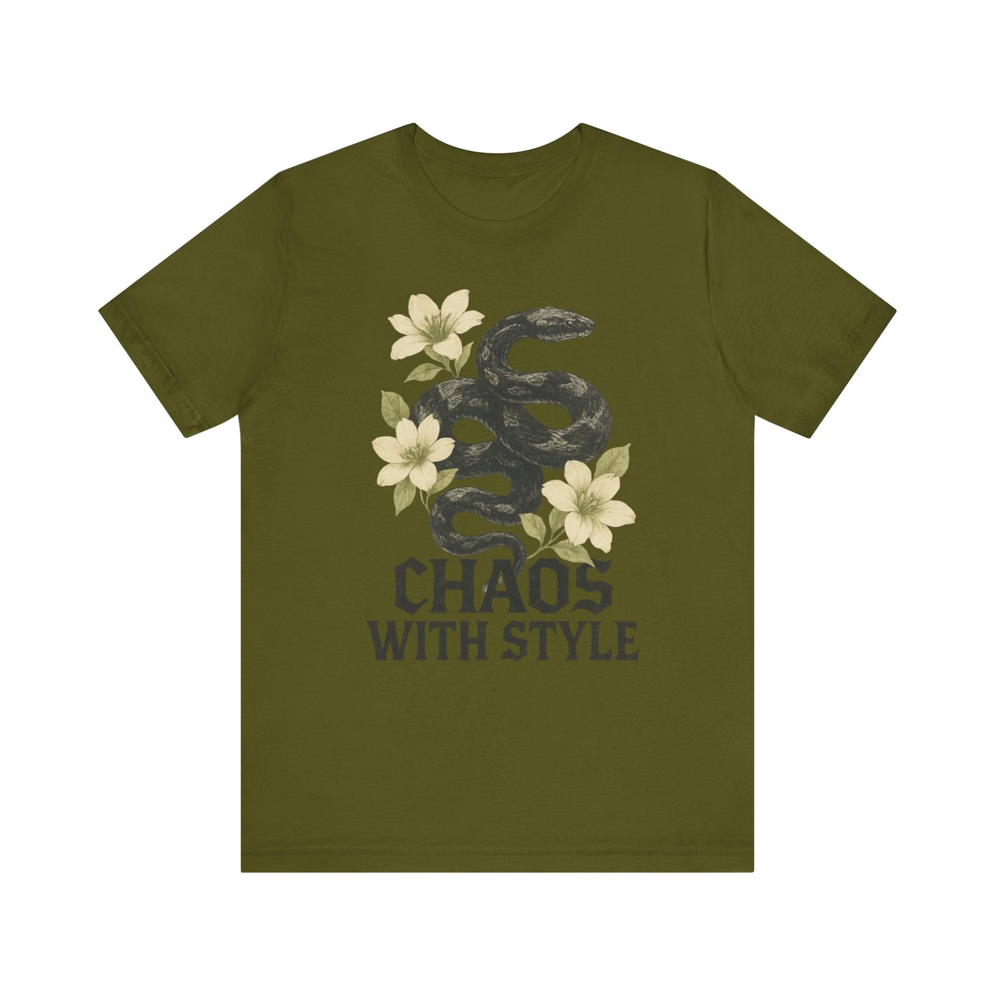 Snake Shirt Gothic Floral Tee | Chaos With Style Snake Graphic | Serpent & Flower Streetwear Top