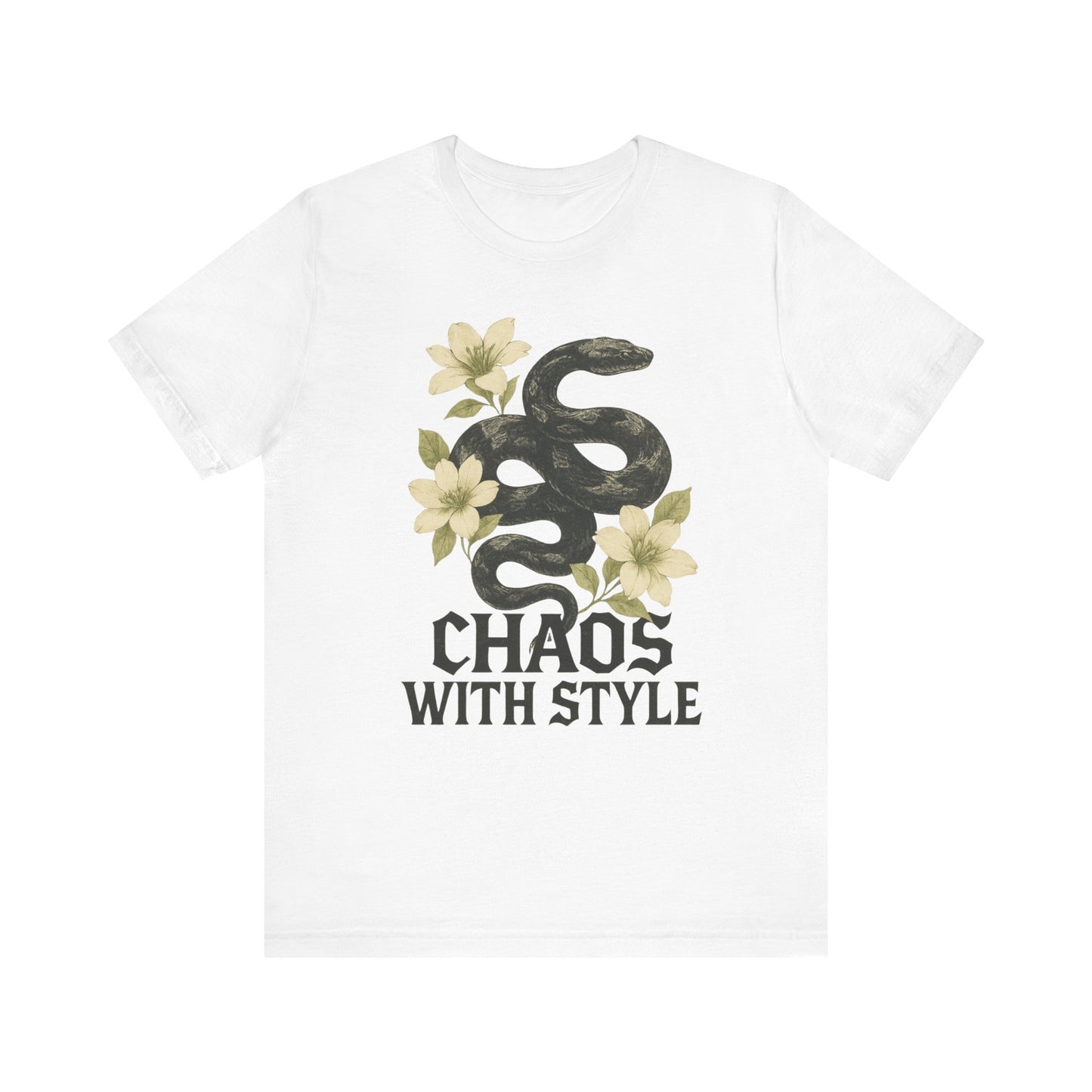 Snake Shirt Gothic Floral Tee | Chaos With Style Snake Graphic | Serpent & Flower Streetwear Top