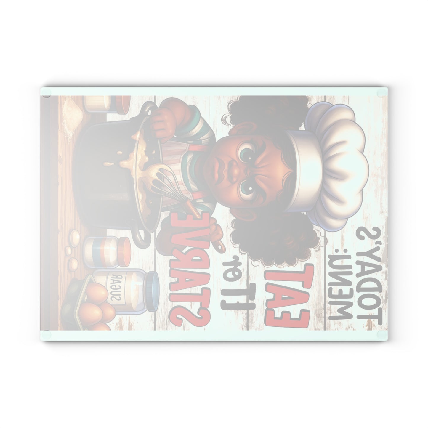 Funny Glass Cutting Board with Chef Design - Perfect Kitchen Gift for Cooks, Housewarming, Bridal Showers, Family Events, Humor Décor
