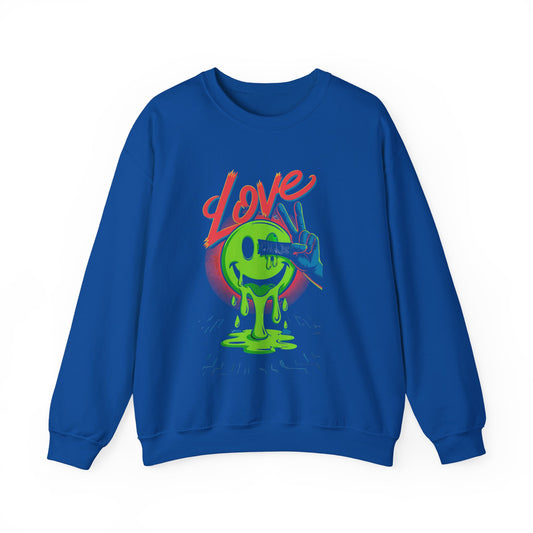Love Chaos Smiley Shirt | Retro Neon Drip Graphic Tee | Peace & Chaos Streetwear Top