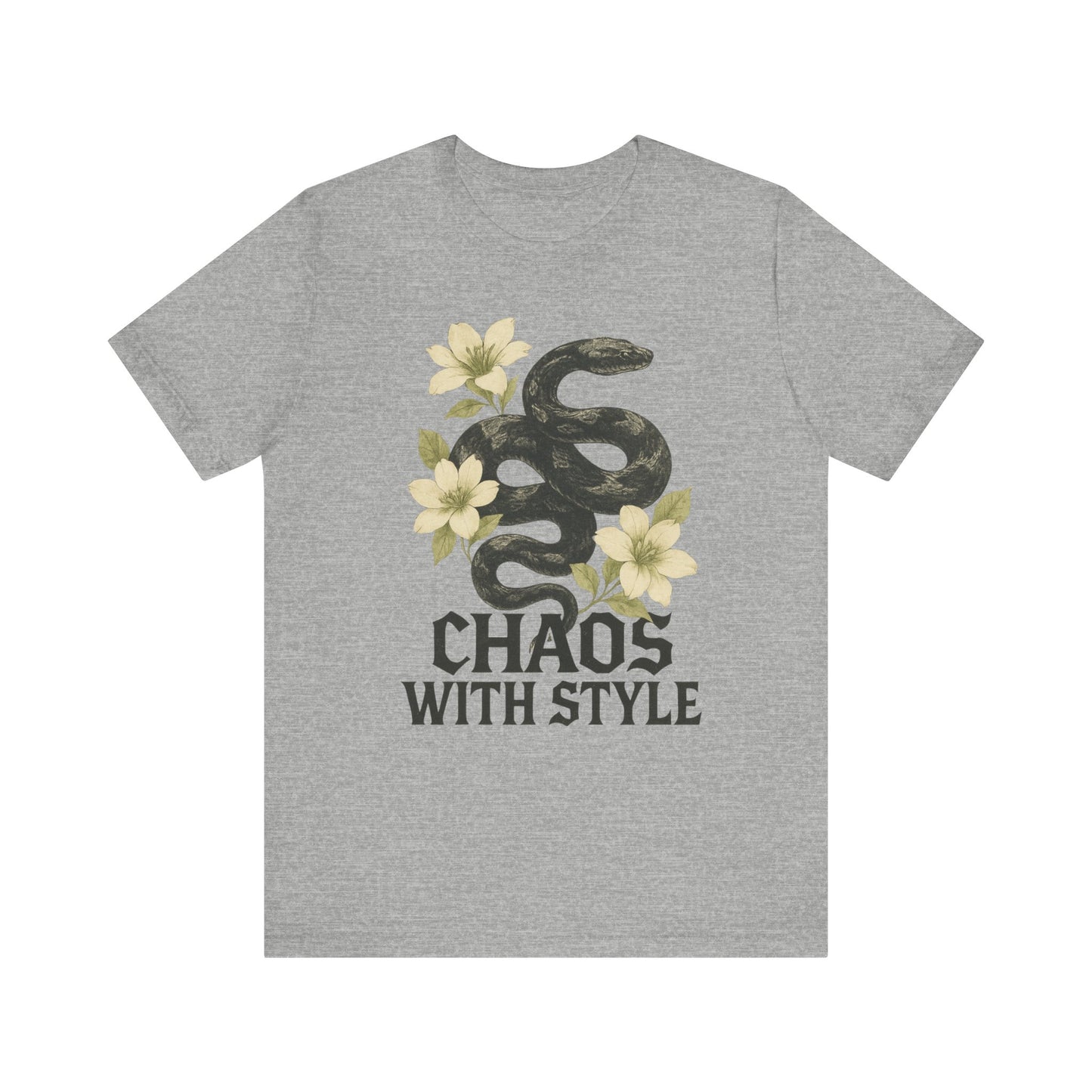 Snake Shirt Gothic Floral Tee | Chaos With Style Snake Graphic | Serpent & Flower Streetwear Top