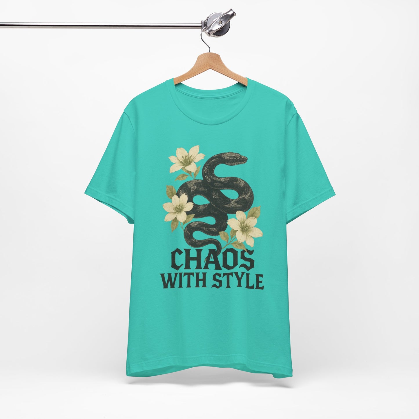 Snake Shirt Gothic Floral Tee | Chaos With Style Snake Graphic | Serpent & Flower Streetwear Top