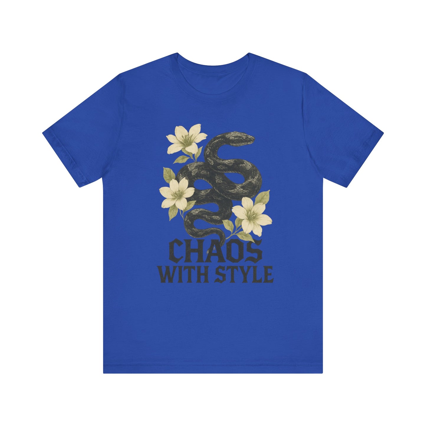 Snake Shirt Gothic Floral Tee | Chaos With Style Snake Graphic | Serpent & Flower Streetwear Top