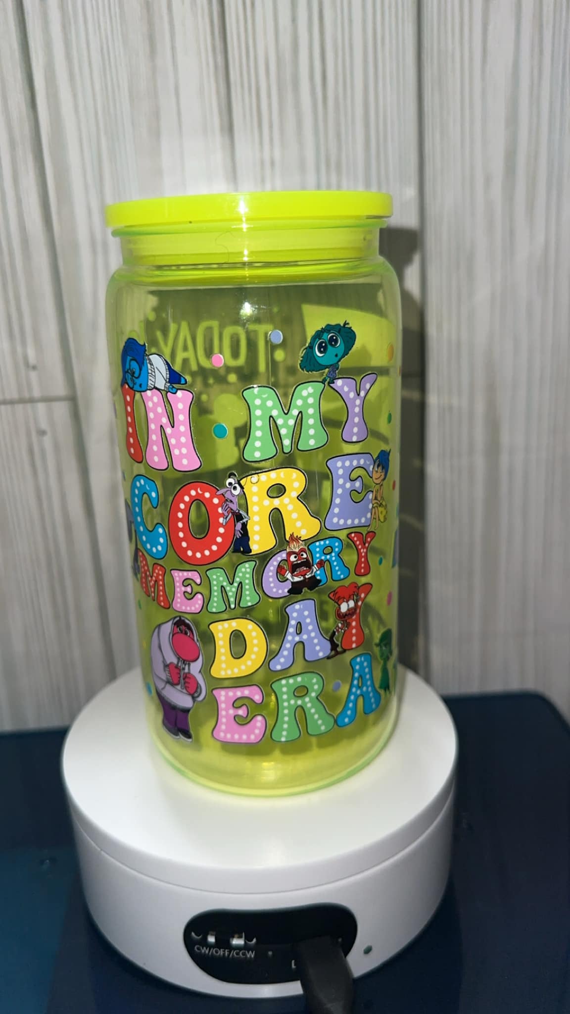 Inside out today is a core memory day kids acrylic cup