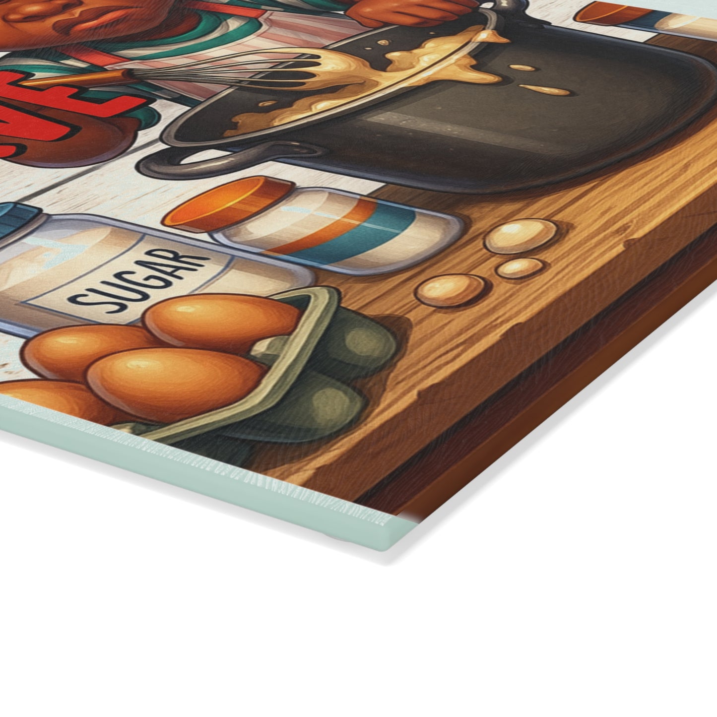 Funny Glass Cutting Board with Chef Design - Perfect Kitchen Gift for Cooks, Housewarming, Bridal Showers, Family Events, Humor Décor
