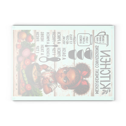Kitchen Measurement Glass Cutting Board, Unique Gift for Cooking Lovers, Kitchen Decor, Culinary Conversion Board, Fun Cooking Accessory
