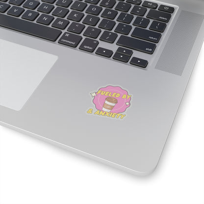 Kiss-Cut Sticker - Fueled by Coffee & Anxiety – Perfect for Laptops, Journals & Gifts