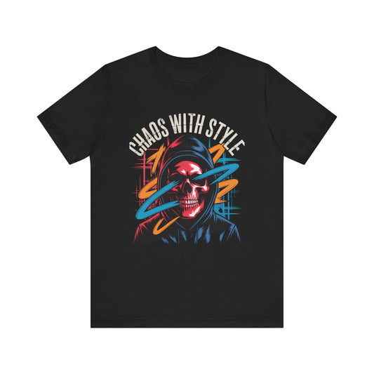 Chaos With Style Phantom Swipe Tee – Streetwear Skull Hoodie Shirt with Urban Electric Vibes