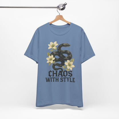Snake Shirt Gothic Floral Tee | Chaos With Style Snake Graphic | Serpent & Flower Streetwear Top