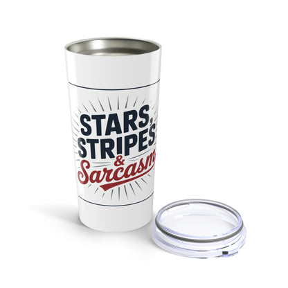 Stars Stripes and Sarcasm Tumbler – Funny July 4th Mug for Women, Patriotic Sass, Red White & Boujee Cup Gift