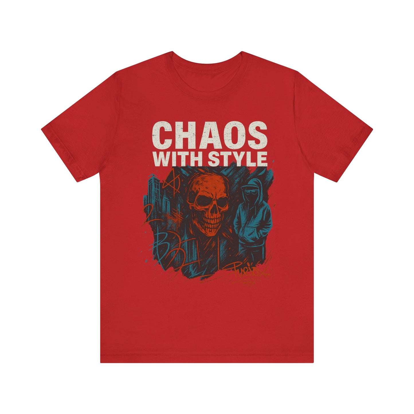 Chaos With Style Streetwear Skull Hoodie Graphic Tee – Bold Urban Grunge T-Shirt for Men & Women