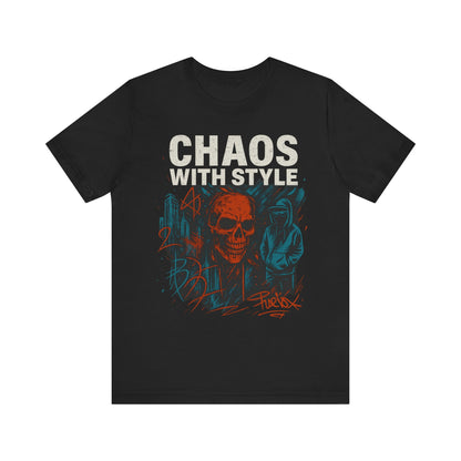 Chaos With Style Streetwear Skull Hoodie Graphic Tee – Bold Urban Grunge T-Shirt for Men & Women