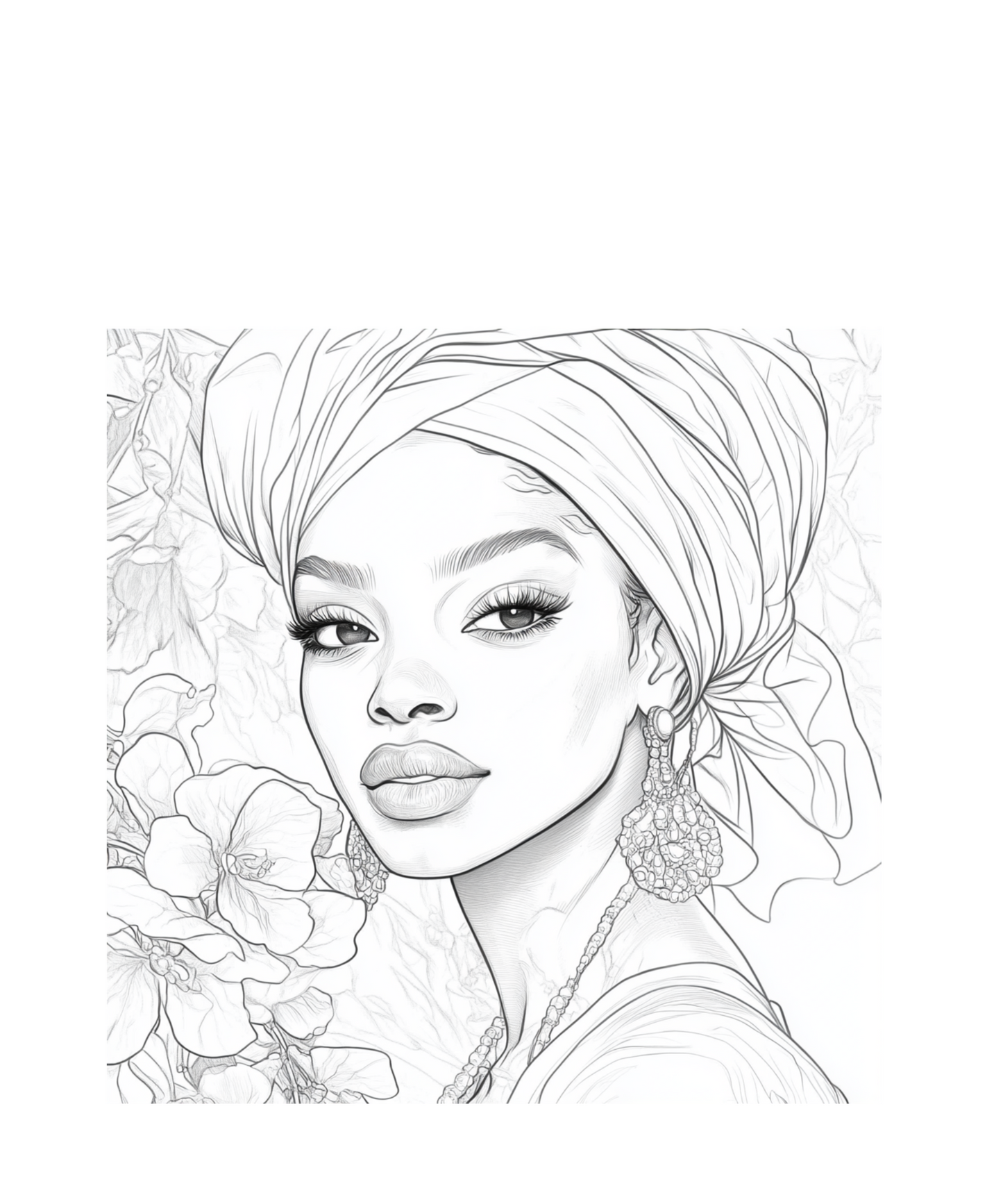 Beautiful black woman printable digital art coloring pages