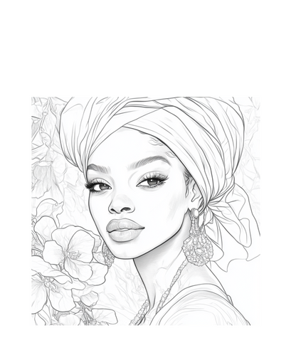 Beautiful black woman printable digital art coloring pages