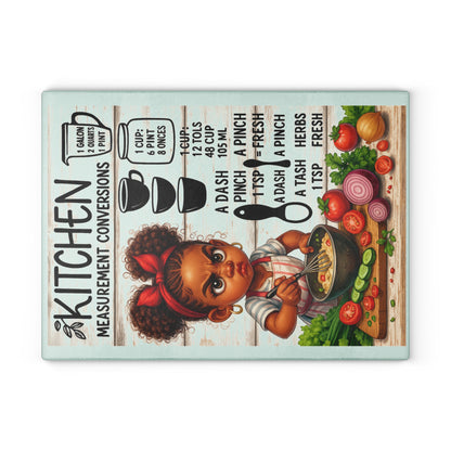 Kitchen Measurement Glass Cutting Board, Unique Gift for Cooking Lovers, Kitchen Decor, Culinary Conversion Board, Fun Cooking Accessory