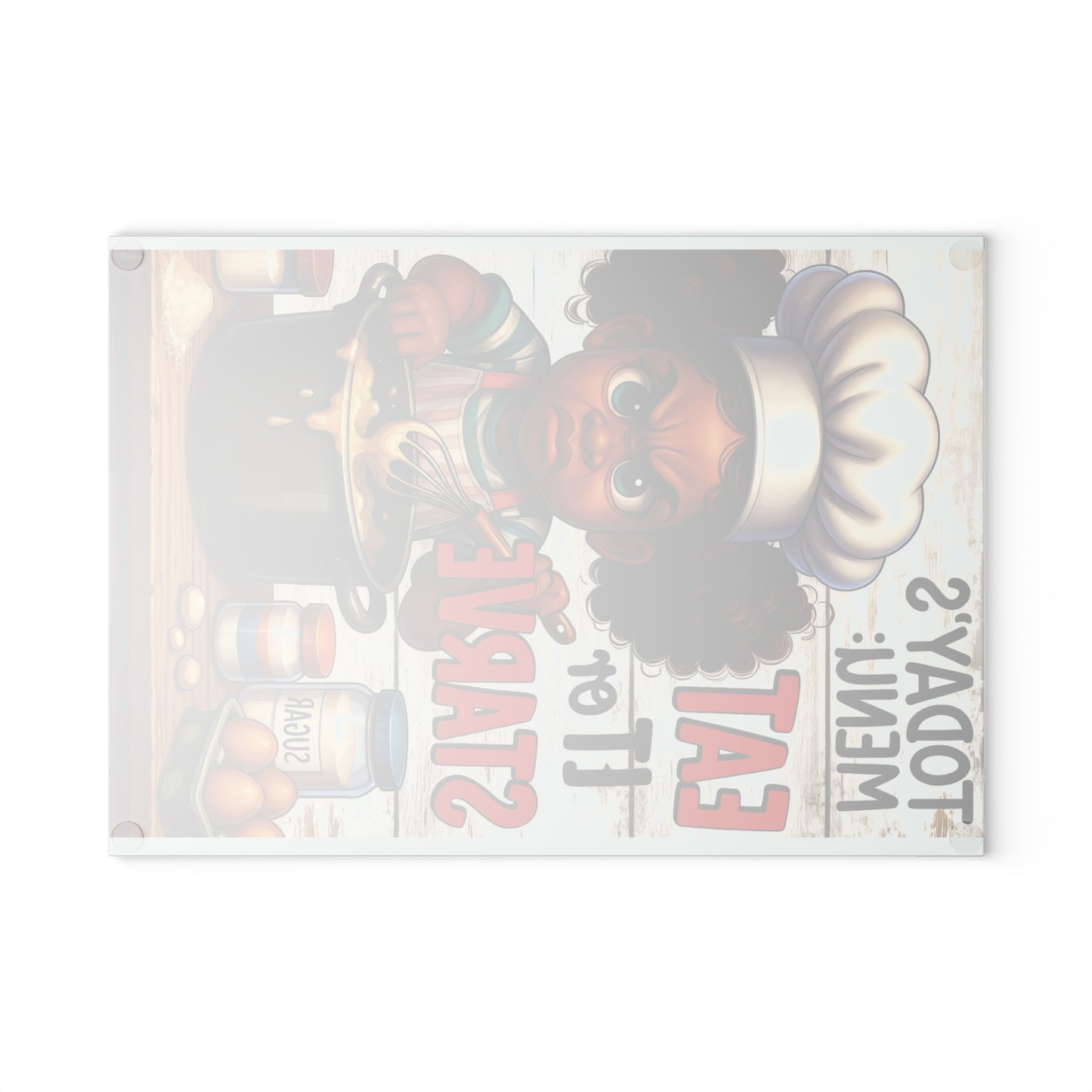 Funny Glass Cutting Board with Chef Design - Perfect Kitchen Gift for Cooks, Housewarming, Bridal Showers, Family Events, Humor Décor