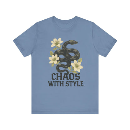 Snake Shirt Gothic Floral Tee | Chaos With Style Snake Graphic | Serpent & Flower Streetwear Top