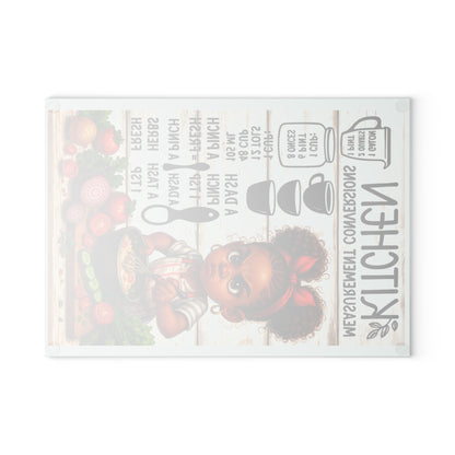 Kitchen Measurement Glass Cutting Board, Unique Gift for Cooking Lovers, Kitchen Decor, Culinary Conversion Board, Fun Cooking Accessory