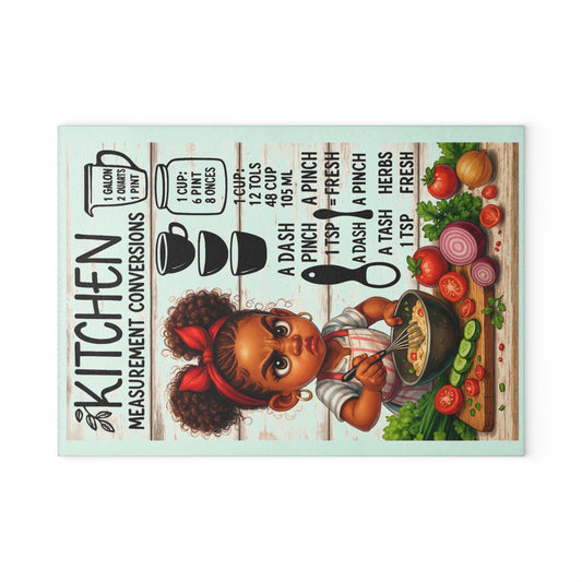 Kitchen Measurement Glass Cutting Board, Unique Gift for Cooking Lovers, Kitchen Decor, Culinary Conversion Board, Fun Cooking Accessory