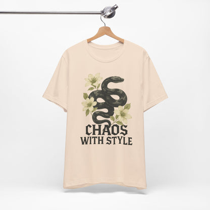 Snake Shirt Gothic Floral Tee | Chaos With Style Snake Graphic | Serpent & Flower Streetwear Top