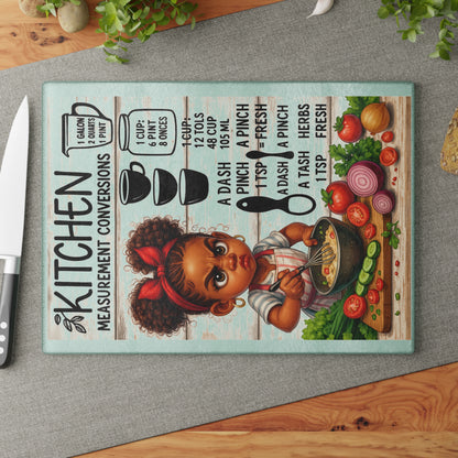 Kitchen Measurement Glass Cutting Board, Unique Gift for Cooking Lovers, Kitchen Decor, Culinary Conversion Board, Fun Cooking Accessory