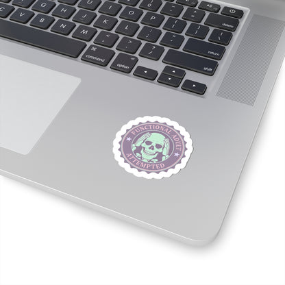 Functional Adult Attempted Skull Kiss-Cut Stickers, Laptop Decals, Planner Stickers, Funny Gifts, Self-care Decor